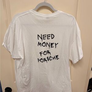 White Graphic Tee with Black Text